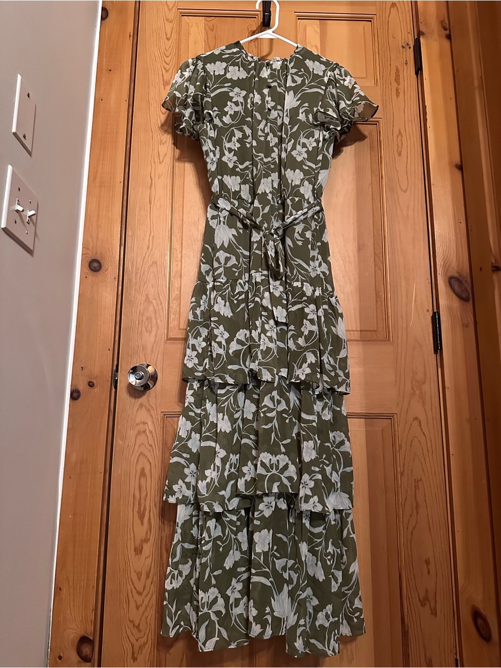 Olive Green Floral Tiered Maxi Dress - Sam & Jess